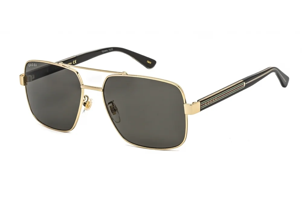 NWT Gucci GG0529S-001 Gold Rectangular 60mm Sunglasses